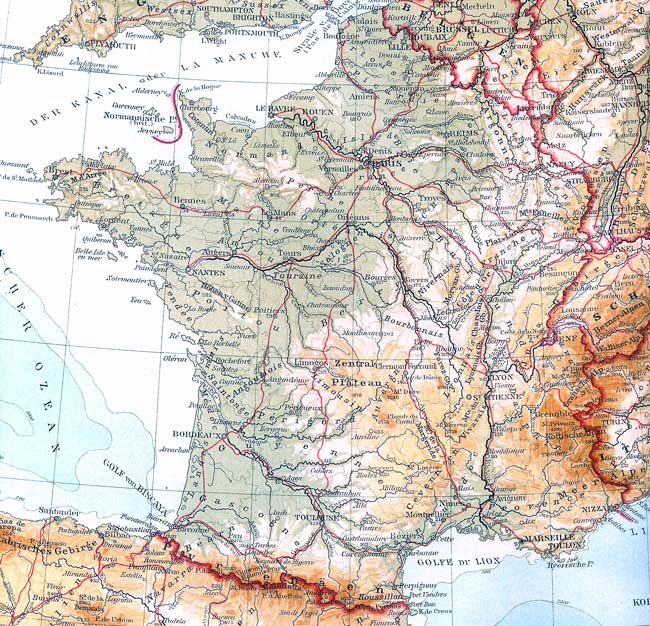 Carte de France trouvée dans un atlas autrichien de 1915.